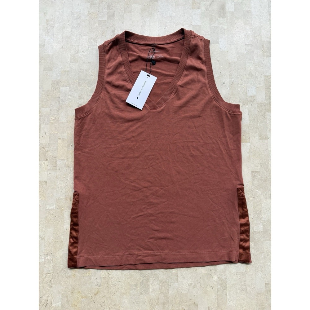 Thrive Societe‎ Long Line Slit Tank Adobe Burnt Orange Women's Sz S NWT $62